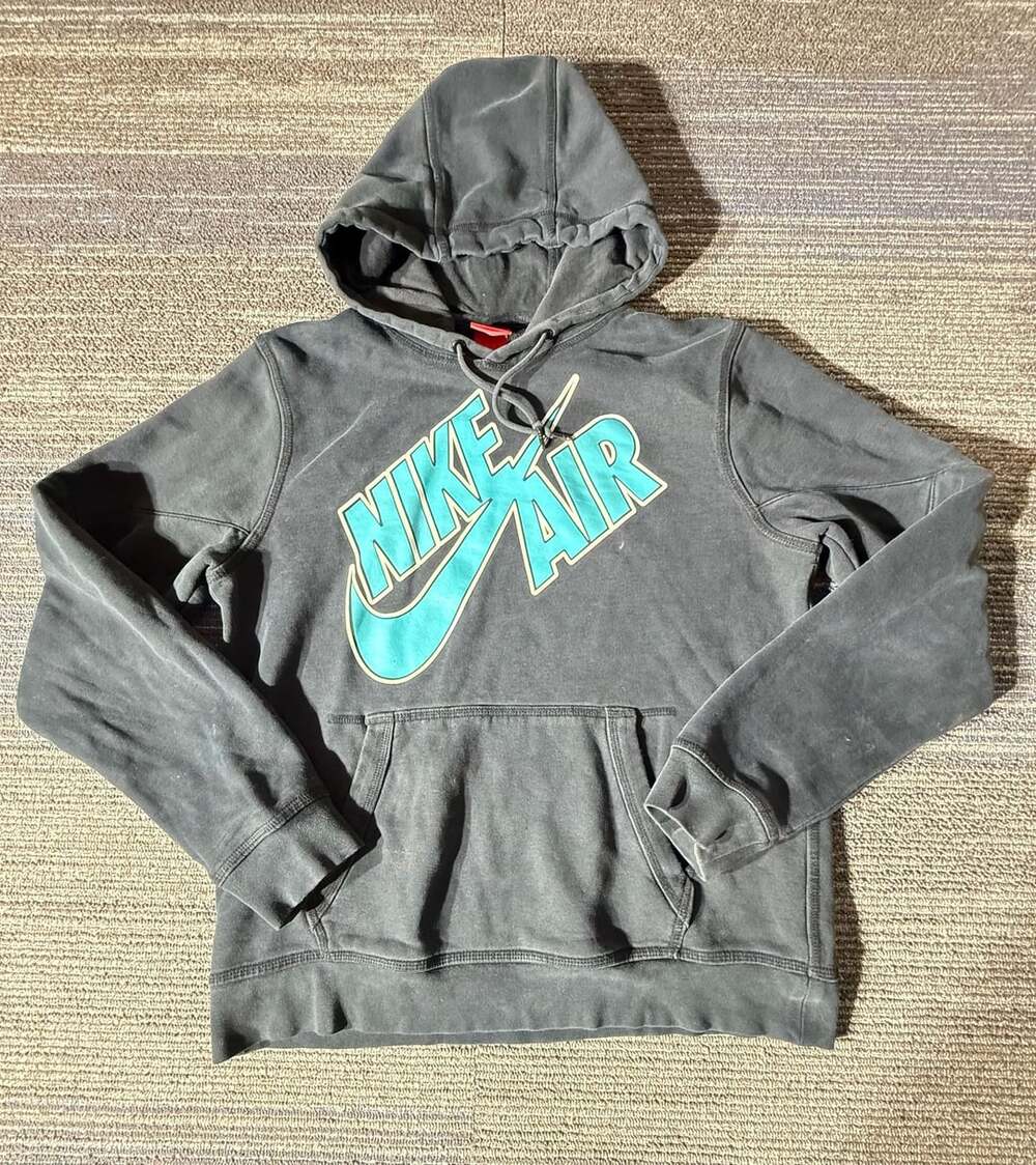 Nike Air Hoodie Size M Black Turquoise Graphic Pullover